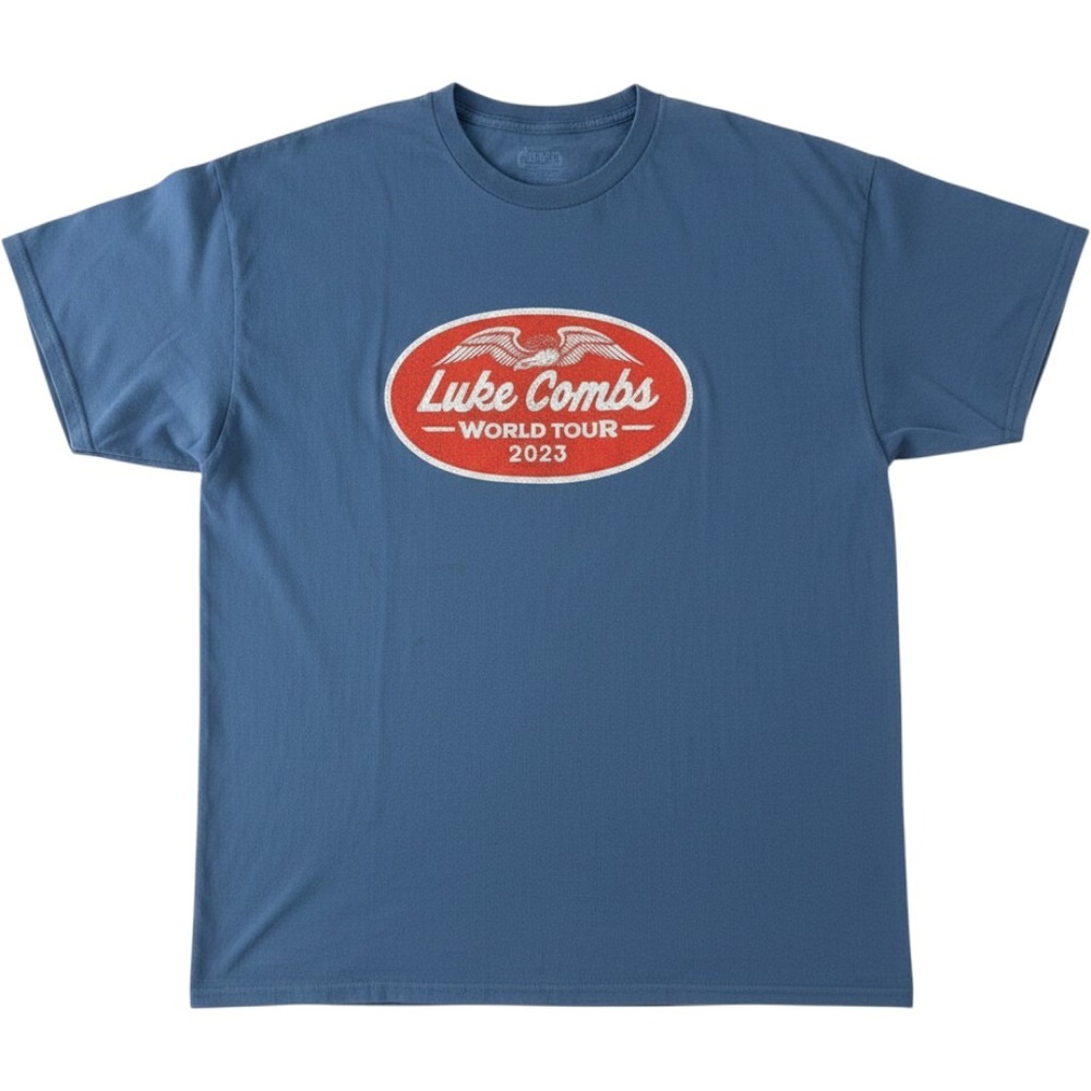 Luke Combs World Tour 2023 Concert T-Shirt Blue XL Graphic Tee Tour Dates New